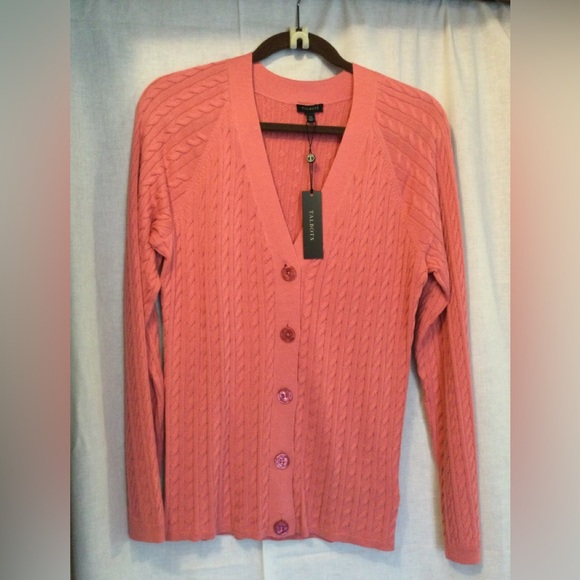 Talbots Cable Stitch Cardigan NWT Long Sleeve size XL - Picture 1 of 3